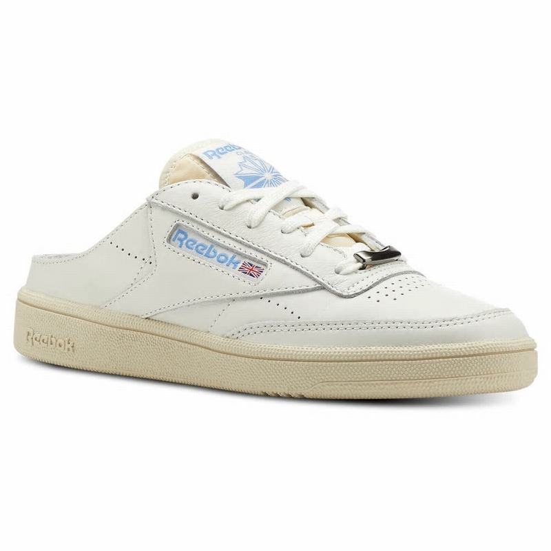 Tenisi Reebok Club C 85 Mule Dama Albi/Albastri Romania OM1160HP